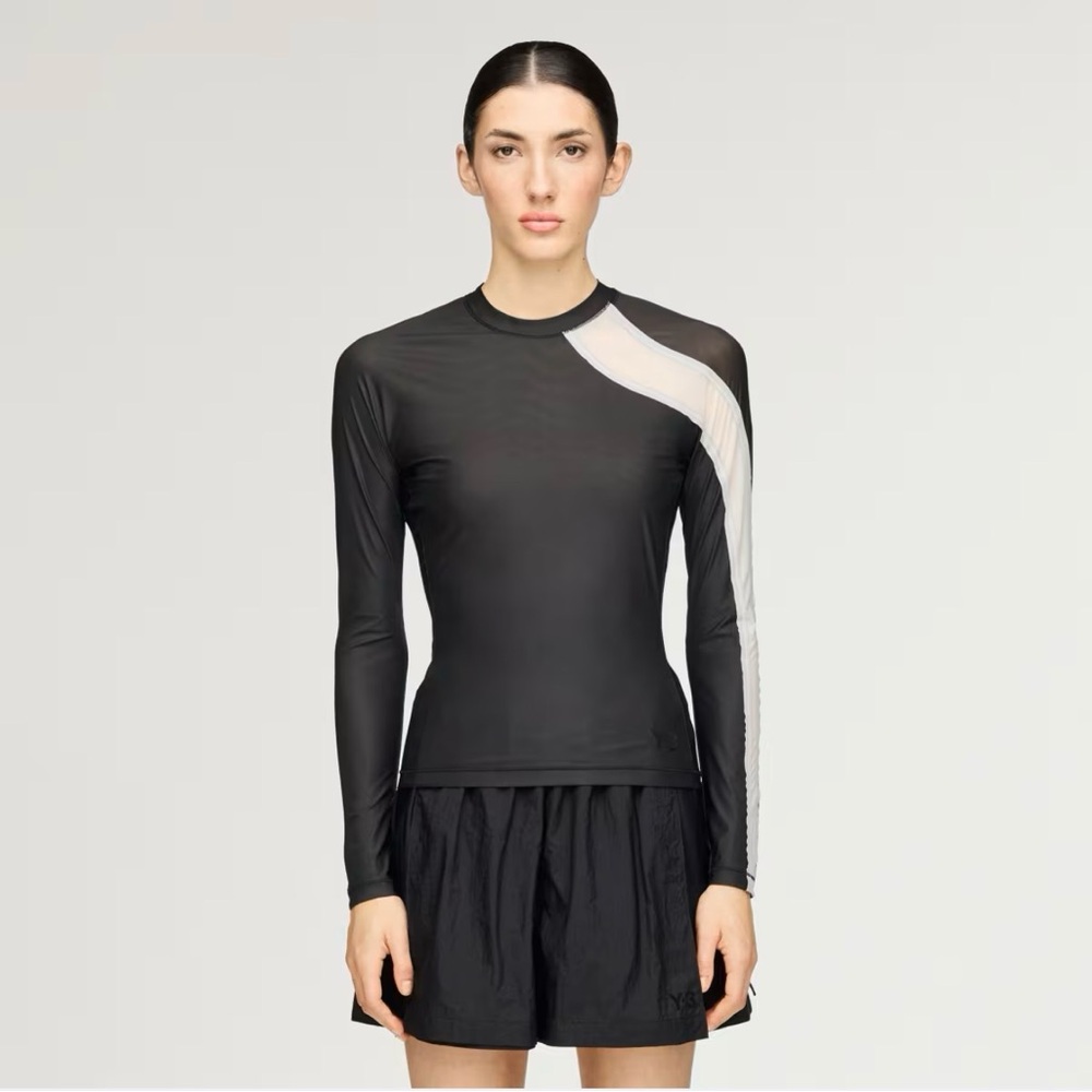 Y-3 MESH FITTED LONGSLEEVE TEE